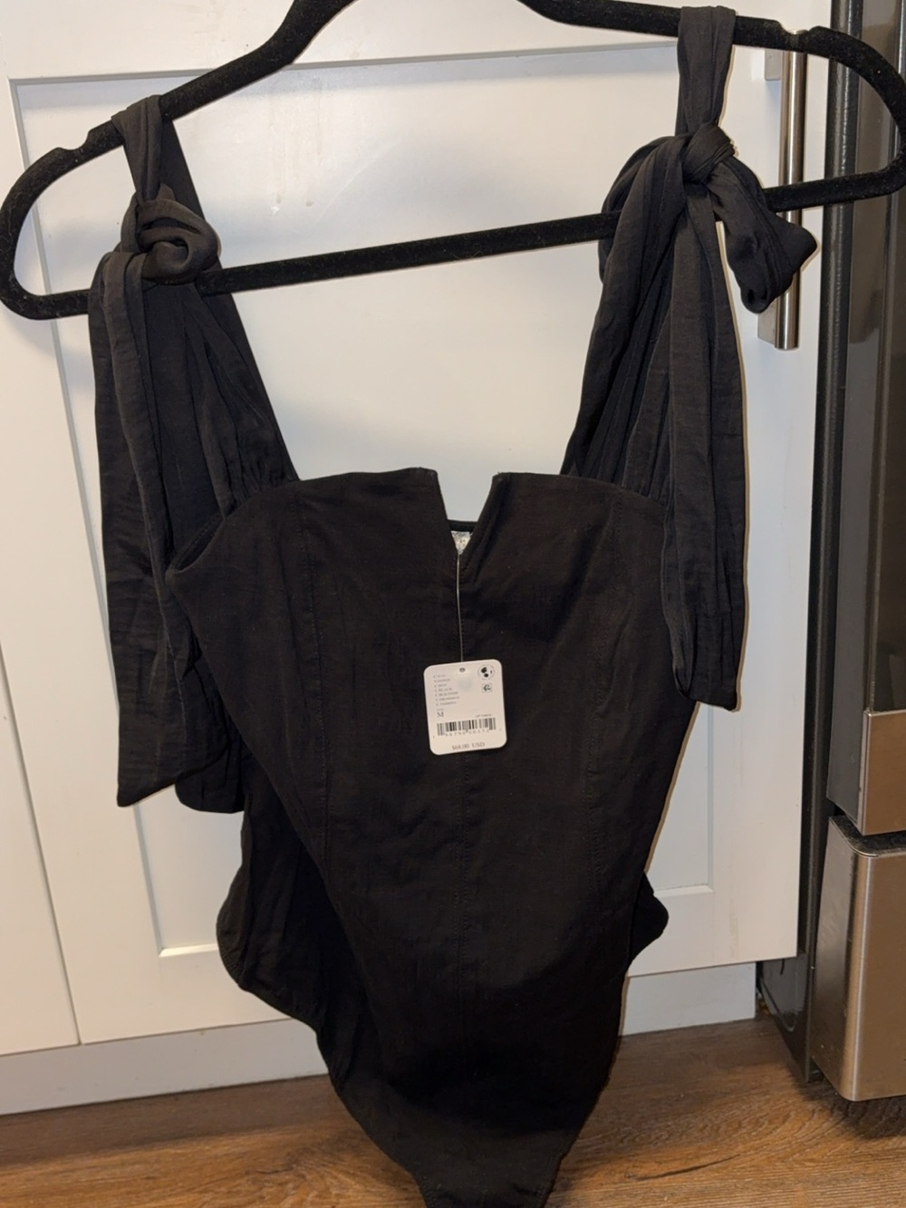 Black Tie-Shoulder One-Piece Swimsuit